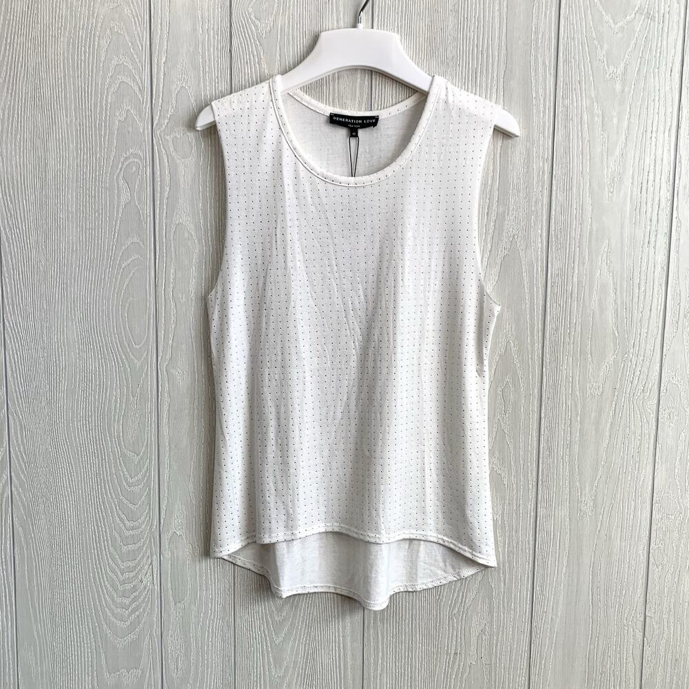 Generation Love Paige White Studded Sleeveless Top Tank XS NWT